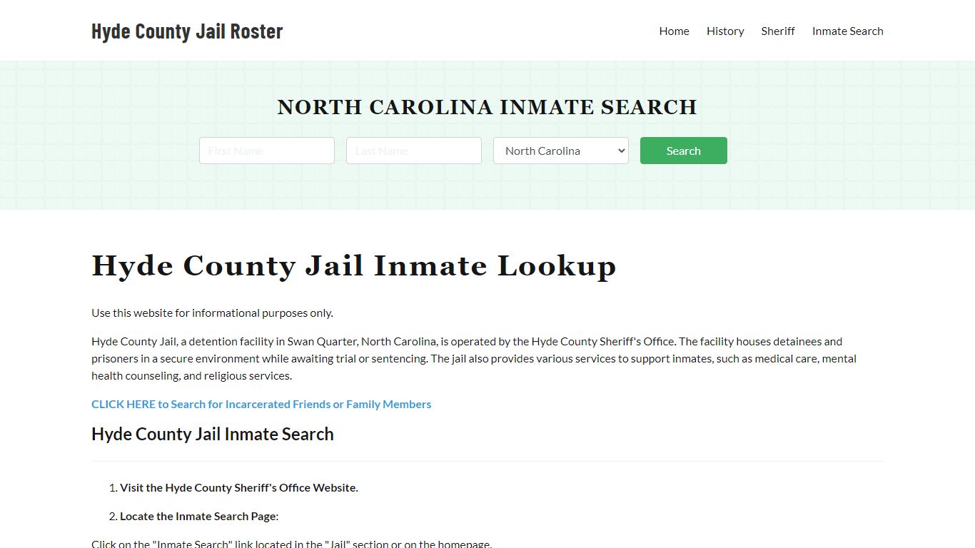 Hyde County Jail Roster Lookup, NC, Inmate Search